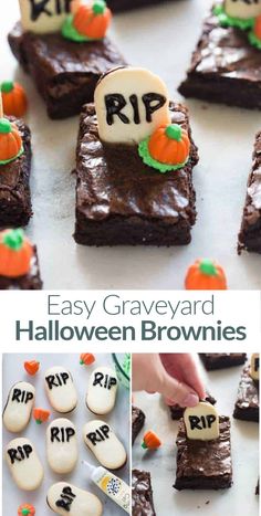 halloween graveyard brownies with tombstones on them