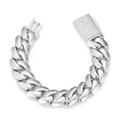 10mm-20mm Solid Iced Clasp Miami Cuban Bracelet - Different Drips Luxury Silver Cuban Link Bracelet With Diamond Accents, Luxury Silver Cuban Link Chain Bracelet, Silver Cuban Link Bracelets For Anniversary, Luxury Silver Bracelets With Shiny Finish, Silver Cuban Link Jubilee Bracelet For Anniversary, Elegant Cuban Link Bracelet With Polished Finish, Luxury Silver Diamond Bracelet With Solid Link, Elegant Silver Cuban Link Diamond Bracelet, Luxury Silver Rectangular Diamond Bracelet