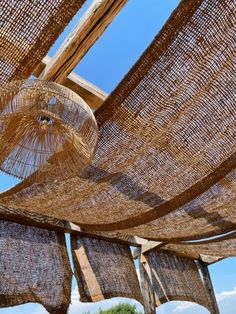 some kind of structure that is made out of woven material and hanging from the ceiling