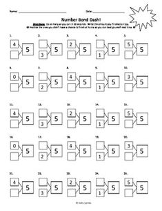 worksheet showing the number bonds and numbers