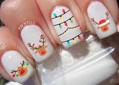 Christmas Nails Reindeer, Nails Reindeer, Nails Decals, Xmas Nail