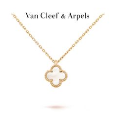 Van Cleef Set White, Van Cleef Clover Necklace, Necklaces With Pendants, Clover Necklace Van Cleef