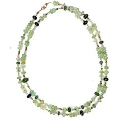 Prehnite, Crystal Quartz, Green Tourmaline and Brass Long Wrap Necklac – Beads of Paradise Luxury Green Double Strand Beaded Necklaces, Luxury Green Single Strand Beaded Necklace, Prehnite Crystal, Herringbone Stitch, Wrap Necklace, Waist Beads, Wrap Necklaces, Neck Chain, Bead Jewelry