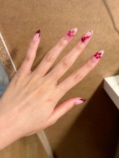 Bloom Gel Nail Designs, Red Nails Blooming Gel, Flower Nail Inspo Acrylic, Nail Blooming Gel Ideas, Blooming Gel French Tip Nails, Blooming Gel Manicure, Nail Art Designs Blooming Gel, Gel Blooming Nails, Easy Blooming Gel Nail Art