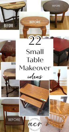 small table makeover ideas with the words, 22 small table makeover ideas before and after