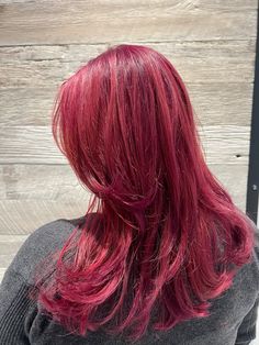 Raspberry Rose Red Hair 🥀🌹 Pinkish Red Hair Color, Raspberry Color Hair, Redish Pinkish Hair, Redish Pink Hair, Pinky Red Hair, Pastel Red Hair, Reddish Pink Hair, Raspberry Red Hair