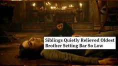 a man laying on the ground next to another man with his head down and text saying siblings quietly released oldest brother setting bar so low