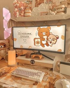 a desktop computer sitting on top of a wooden desk