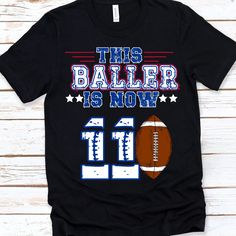 Custom boys football t-shirt for a sports birthday. This t-shirt is fully customizable.  The colors can be changed to suit your Childs favorite sports team.  This design can also be placed on a sweatshirt, long sleeve shirt, or hoodie.  We can also place it on birthday decor like napkins, balloons and even cups!  Please feel free to message me with any questions.  This shirt can also be made for other family members as well. This is a Gildan T-shirt and it does run wide. Please refer to the size chart in the photos for proper sizing. Don't forget to add your personalization... Add the Name and Age number in the box.... If you don't add the age number than the shirt will come with the number that's already on it which is age 11. Black Team Spirit Tops For Birthday, Black Team Spirit T-shirt For Birthday, Sports Fan T-shirt For Team Events, Football Season Team T-shirt, Team Spirit T-shirt For Football Season Team Events, Sporty T-shirt For Football Season Team Events, School Spirit T-shirt With Team Name For Birthday, Team Spirit T-shirt For Football Season, Sporty T-shirt With Team Name For Birthday