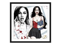 Megan Fox - Jennifer's Body by Danilo Cerovic arrives ready to hang, with hanging accessories included and no additional framing required. Every canvas print is hand-crafted in the USA, made on-demand at iCanvas, and expertly stretched around 100% North American Pine wood stretcher bars. Body Canvas Art, Megan Fox Jennifer's Body, Batman Art Drawing, Fox Boy, Fox Drawing, Arte Van Gogh, Witchy Wallpaper, Jennifer's Body, Body Drawing