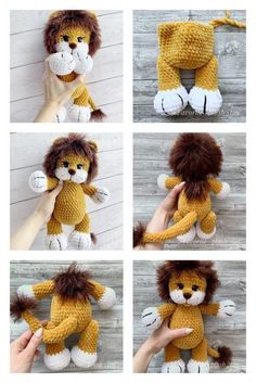 the instructions for how to make a crocheted lion stuffed animal