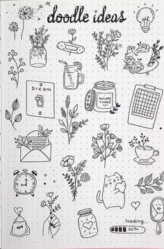 doodle ideas for bulleting on the page with flowers, plants and other things