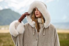 Skye Hooded Alpaca Wool-Blend Cape with Fur Trim Elegant Alpaca Outerwear For Winter, Hygge Fashion, Winter Hygge, Aw 23, Closet Clothes, Winter Ootd, Ootd Winter, Hooded Cape, Wool Cape