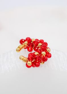 Handcrafted with Love 14K Gold-Plated Ear Cuff. Red Stones Gold Rhodium Nickel-Free. Made in Colombia Elegant Red Ear Cuff As Gift, Elegant Red Ear Cuff For Gift, Elegant Red Ear Cuff Gift, Red Stones, Stone Gold, Red Stone, Cuff Earrings, Gold Plated Earrings, Ear Cuff