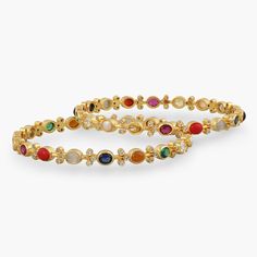 Shimmering Elegance Navaratna Silver Bangles Navaratna Bangles, The Bangles, Semi Precious Stones, Silver Bangles, Gold Plating, Semiprecious Stones, Precious Stones, Semi Precious, 925 Silver