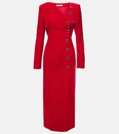 Rich Clothes, Business Attire Women, Elegant Cocktail Dress, Velvet Midi Dress, Alessandra Rich, Red Midi Dress, Business Attire, Designing Women, New Dress