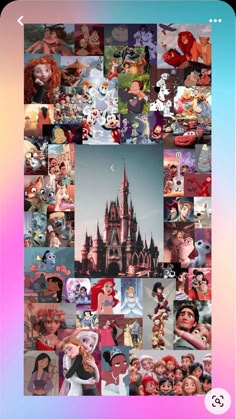 an iphone photo collage with disney characters