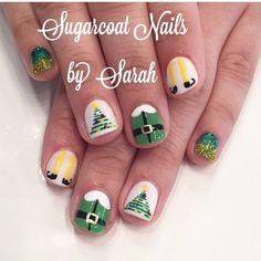 Christmas Manicure, Festive Nail Art, Holiday Nail, Bright Nails