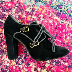 Never Worn Tory Burch Black Velvet Block Heel Ankle Booties. Size 9.5. Evening Ankle Booties For Fall, Winter Formal Closed Toe Booties, Fall Evening Ankle Booties, Formal Fitted Closed Toe Booties, Formal Fitted Closed-toe Booties, Formal Ankle-high Booties With 4-inch Heel, Fall Evening Booties With Almond Toe, Evening Almond Toe Booties For Fall, Vintage Black Heeled Boots For Formal Occasions