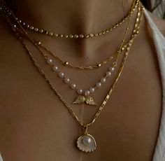 Xoxo Jewelry, Surf Jewelry, Pretty Jewelry Necklaces, Golden Jewelry, Magical Jewelry, Girly Accessories, Gold Necklace Layered