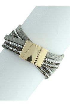 Add rock 'n' roll edge to your look with a faux-leather bracelet accented with crystals and a gilded feather. Box-clasp closure Synthetic/goldtone plate Imported Rock N Roll Jewelry, Faux Leather Bracelets, Stack Bracelet, Luxe Jewelry, Box Clasp, Rock N, Bracelet Stack, Rock N Roll, Nordstrom Rack