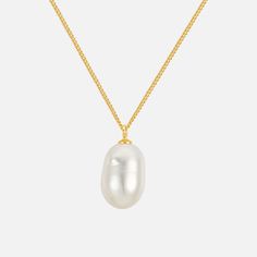 Look no further for an elegant, timeless classic. This Essa Pearl Pendant Necklace showcases a perfectly imperfect freshwater pearl, guaranteed to bring any ensemble to the next level. An effortless piece that will never go out of style! Details: Gold: 925 Sterling Silver, 18K Gold Plated, Freshwater Pearl Silver: 925 Sterling Silver, Rhodium Plated, Freshwater Pearl Pearl Size: 12.5mm - 13.5mm Classic Gold Pearl Necklace, Classic Pearl Necklace With Baroque Pearl Chain, Classic Pearl Chain Jewelry, Classic Pear-shaped Pearl Necklace With Charm, Classic Baroque Pearl Necklace With Pearl Chain, Classic Baroque Pearl Pendant Necklace, Timeless Baroque Pearl Jewelry For Formal Occasions, Classic Pear-shaped Pearl Necklace, Classic Pearl Necklace With Pearl Pendant