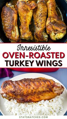 an image of oven roasted turkey wings with text overlay