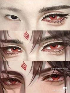 Makeup Sfx Ideas, Pupil Shapes, Anime Eyes Makeup, Cosplay Eyes, Guard Makeup, Cosplay Makeup Tutorial, Tips For Glowing Skin, Tattooed Woman, Anime Eye Makeup