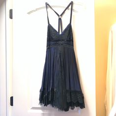 Urban Outfitters Fancy Dress With Lace And Velvet Embroidery (Blue With Black Lace) - Never Worn Black Silk Dress With Lace Trim, Urban Outfitters Fitted Formal Dress, Urban Outfitters Formal Dress For Spring, Urban Outfitters Formal Spring Dress, Elegant Black Dress From Urban Outfitters, Elegant Urban Outfitters Mini Dress For Cocktail, Elegant Cocktail Mini Dress By Urban Outfitters, Urban Outfitters Black Party Dress, Urban Outfitters Black Dress For Party