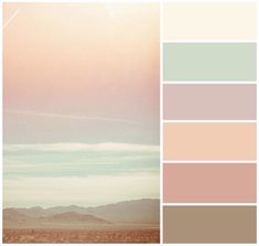 an image of the desert with mountains in the background and color swatches to match