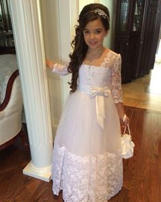 Elegant Flower Girl Dress, Wedding Applique, Flower Girls Dresses, First Communion Dress, Dresses For Weddings, First Communion Dresses, 1st Communion, Wedding Dresses For Girls, Communion Dresses