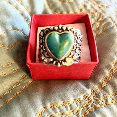 Vintage Boho Silver Green/Blue Turquoise Resin Stone Rings Size 8 And 9 Blue Adjustable Heart Ring, Adjustable Blue Heart Ring, Handmade Blue Heart Ring, Handmade Blue Heart Shaped Ring, Green Heart-shaped Ring As A Gift, Green Heart-shaped Ring For Gift, Handmade Blue Heart Ring Gift, Handmade Blue Heart Ring For Gift, Bohemian Heart-shaped Rings For Gifts