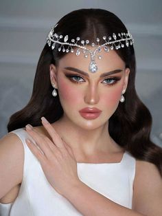 Silver Elegant,Gorgeous-Luxury Collar  Copper   Embellished   Wedding & Event Hairstyle With Headpiece, Planning 2025, Forehead Headband, Hair Ornaments Wedding, Festival Hair Accessories, Bride Head, Bridal Hair Headpiece, Bridal Headwear, Formal Parties