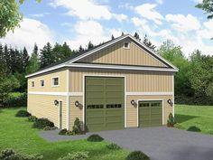 a two car garage is shown in this artist's rendering