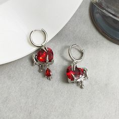 Rhinestone Heart Asymmetrical Hoop Drop Earringmeasurement is cm.Product Information Material: Copper, Zircon Color: 1 Pair - Silver & Red Rhinestone Heart, Drop Earring, Heart Jewelry, Daily Fashion, Product Information, Shoe Jewelry, Shoe Bag, Copper, Fashion Accessories