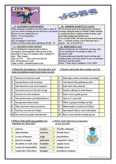 the worksheet for jobs