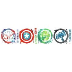 the avengers logo is painted in different colors