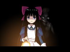 an anime character holding a lantern in the dark