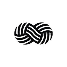 an abstract black and white logo with wavy lines in the shape of a knot on a white background