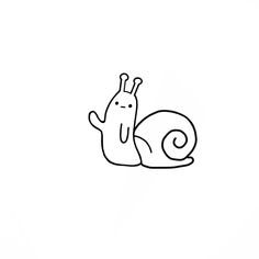 a black and white drawing of a snail laying on its back with it's head turned to the side