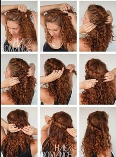 Curly Hair Dos, Curly Hair Braids, Curly Wedding Hair, Curly Hair Updo, Medium Curly Hair Styles, Curly Hair Styles Easy, Natural Curls Hairstyles, Hairdos For Curly Hair, Penteado Cabelo Curto