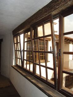 an open window in the side of a building