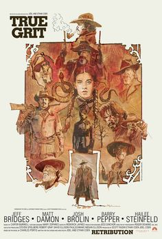 the poster for true grit, starring actors from various films and television shows in an old fashion