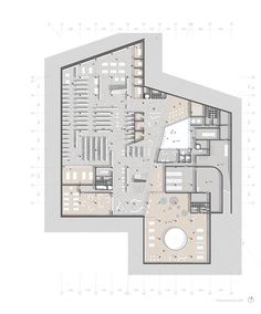 the floor plan for an office building with several rooms and spaces, including one bedroom