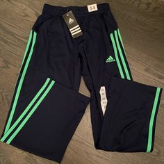 Excellent Condition Adidas Navy Blue Sweatpants With Green Stripes. Adidas Green Sporty Pants, Green Adidas Sporty Pants, Green Sportswear Bottoms With Three Stripes, Adidas Green Sportswear Bottoms, Blue Athleisure Sweatpants With Three Stripes, Adidas Blue Sweatpants For Sports, Green Adidas Cotton Bottoms, Blue Full-length Sportswear Pants, Blue Full-length Sports Pants