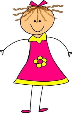 a cartoon girl in pink and yellow dress