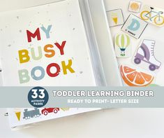 an activity book for toddlers with the title'my busy book'over it