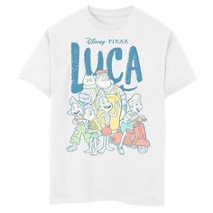 He'll be ready for a sea-side adventure with this boys' Luca tee. ©Disney / Pixar He'll be ready for a sea-side adventure with this boys' Luca tee. ©Disney / Pixar Crewneck Short sleevesFABRIC & CARE Cotton Machine wash Imported Size: Medium. Color: White. Gender: male. Age Group: kids. Pattern: Graphic. Family Graphic, Disney Day, Sea Side, Kids Pattern, Boy Tees, Logo Tee, Hats For Sale, Pattern Graphic, Logo Tees