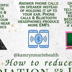 🌸kamryn marie | fruit faerie🦋 on Instagram: "⚡️EMFs are an electromagnetic field that surrounds our phones, electric appliances, & technology. It’s almost impossible to avoid EMF radiation completely nowadays, but here are some simple ways we can help REDUCE our exposure: 
1. 📵Turn off Bluetooth on your phone 
2. Answer phone calls on speaker🤳
3. 📴Turn off your WiFi router at night 
4. 💤Unplug electronics in your bedroom before you sleep or keep your bedroom technology free 
5. ✈️Turn your phone on airplane mode at night, or if you can’t do that- place it at the opposite side of the room.
6. Try cooking homemade meals on the stove or oven instead of the microwave. (It’s not the end of the world if you have to use it, enjoy & bless your food regardless of how it was made!❤️)
7. 🔮Use