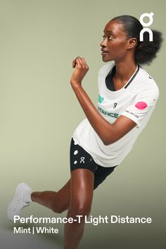 The lightweight, unisex running tee. High-performance and engineered with DryTec™ to handle some serious sweat.  Made with French running retailer, DISTANCE | On Performance-T Light Distance Short-Sleeve Shirt in Mint/White, Size: XL. Performance running, lightweight, DryTec™ Road Running, Competition, Track And Field, Marathon. Performance Running | Polyester Running Competition, T Lights, Road Running, Running Tops, Track And Field, Short Sleeve Shirt, High Performance, Sleeve Shirt, Track